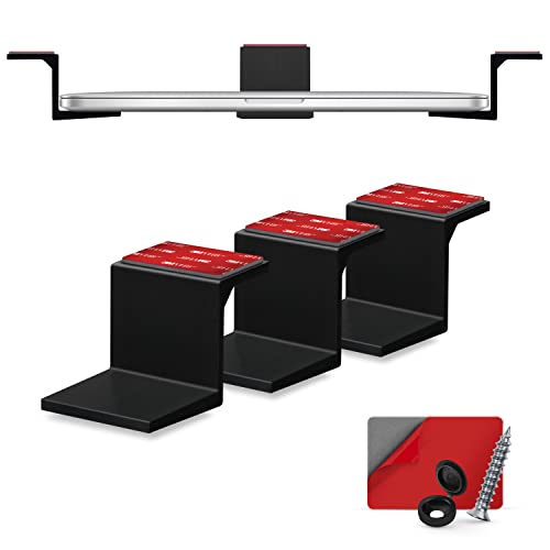 Brainwavz Adhesive Under Desk Laptop Holder Mount, Upto 1.9” / 48mm Thick, for Laptops MacBook Routers Surface iPads Tablets & More, Screw-in & Stick-On - Image 1
