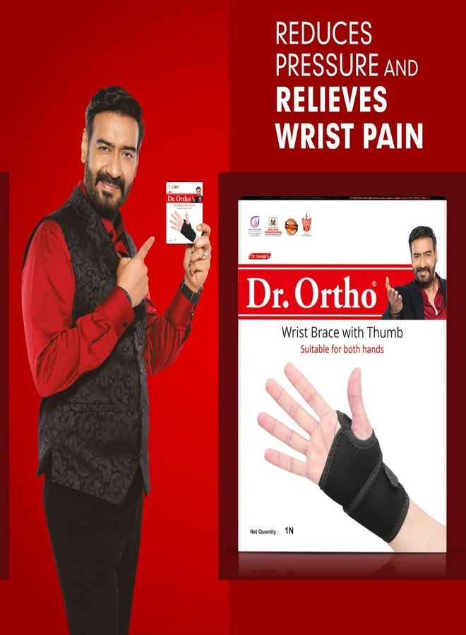 Dr. Ortho Dr.Ortho Wrist Brace With Thumb,Wrist Hand Brace For Men & Women, Wrist Support | Support for Pain Relief & Stabilization | Lightweight Wrist Support for Arthritis, Sprains Pack Of 1 (Black) - Image 2