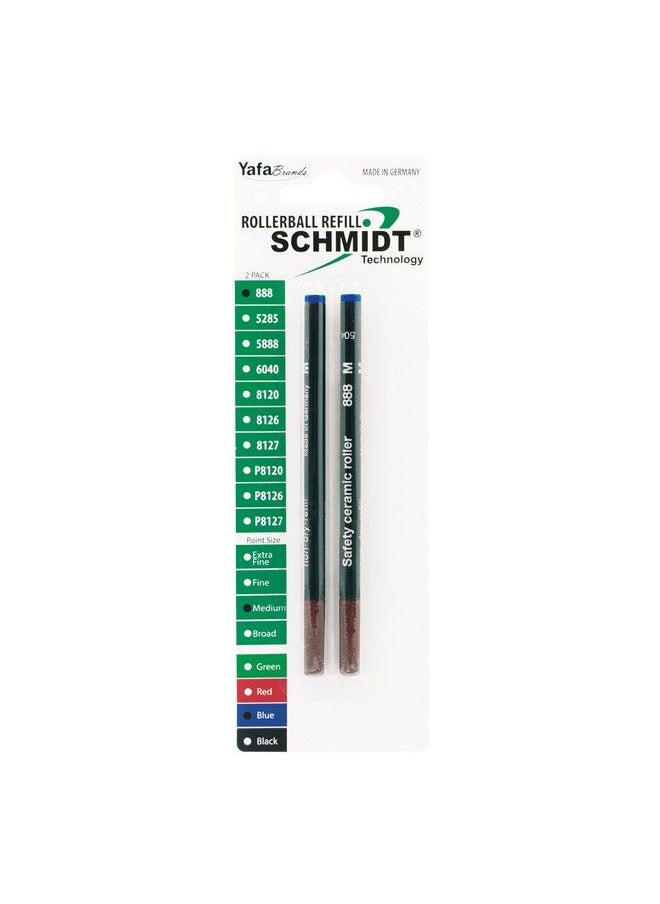 Schmidt - 888 Ceramic Rollerball Plastic Tube Refill Medium Point 0.7Mm Blue 2 Pack Blister (Sc58112) - Image 1