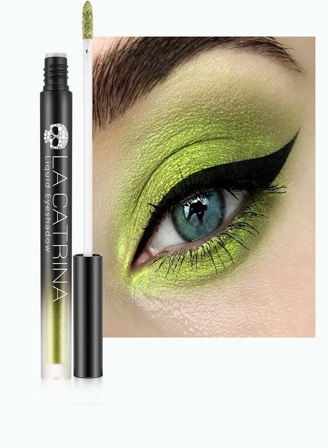 La Catrina Bright Green Metallic Liquid Eyeshadow, High Impact Sparkle Green Eyeshadow for Blue Eyes, Long Lasting Quick-Drying Shimmer Eye Shadow Eyeliner Makeup for Daily, Party, Holiday, No Fading, Vegan #09 - Image 1