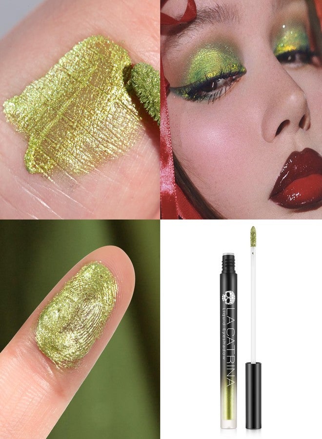 La Catrina Bright Green Metallic Liquid Eyeshadow, High Impact Sparkle Green Eyeshadow for Blue Eyes, Long Lasting Quick-Drying Shimmer Eye Shadow Eyeliner Makeup for Daily, Party, Holiday, No Fading, Vegan #09 - Image 3