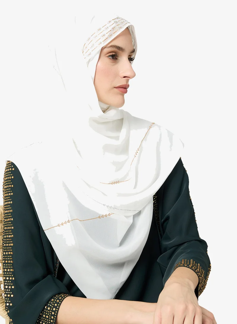 Khizana Embellished Rhinestone Gold Detail Modest Hijab Headscarf