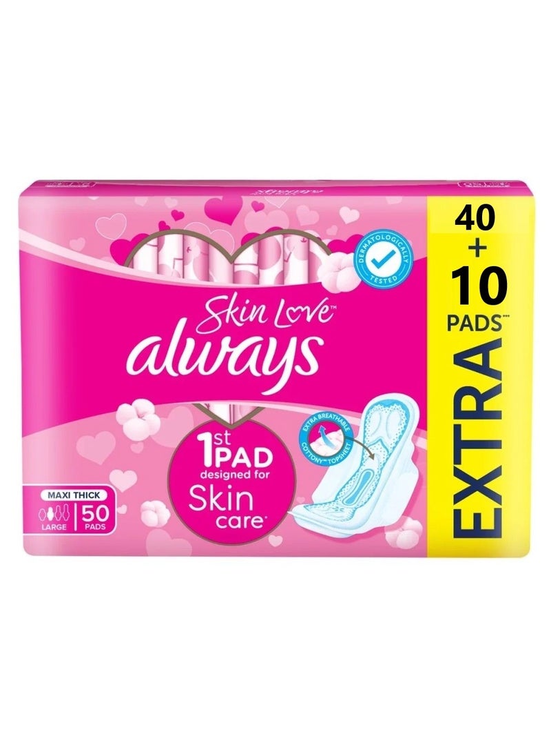 Always - Breathable Soft Maxi Thick, Large Sanitary Pads With Wings, 50 Count - Image 1