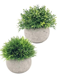 YIM-VIBEHAUS Mini Artificial Plants, 2 Pcs Fake Plants for Bathroom/Home Office Decor, Small Artificial Faux Greenery for House Decorations  - Image 1
