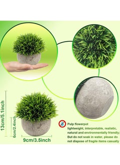 YIM-VIBEHAUS Mini Artificial Plants, 2 Pcs Fake Plants for Bathroom/Home Office Decor, Small Artificial Faux Greenery for House Decorations  - Image 3