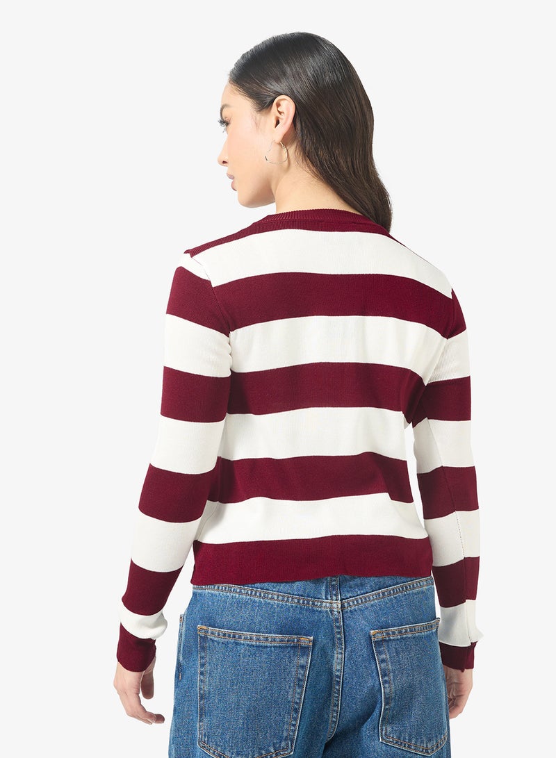 Ginger Basics Crew Neck Stripe Knitted Sweater - Image 2