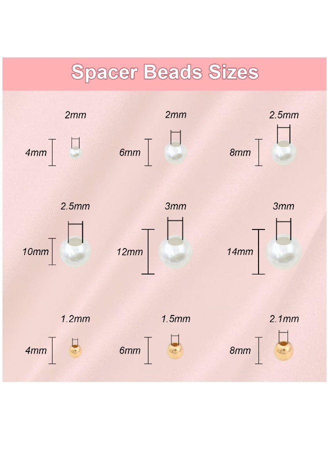 Bracelet Making Kits Gold Pearl Beads for Jewelry Making Kit Supplies Bracelet Making Kit for Adults Girls Beads for Crafts Kits Pearl Bracelet Necklace Friendship Small Bracelet Beads - Image 4