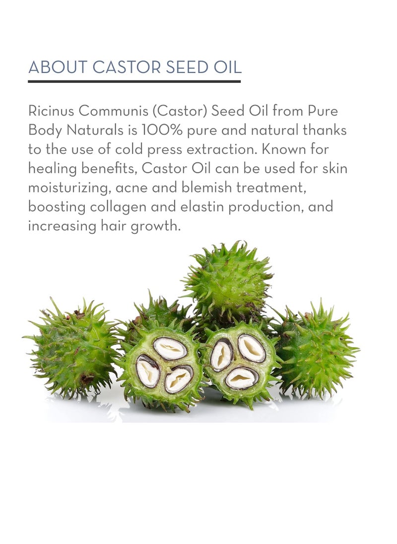 PURE BODY NATURALS Pure Body Naturals Castor Oil for Eyelashes and Eyebrows - Brow and Lash Growth Serum - Organic Hexane Free Cold Pressed Unrefined - 1 fl oz  - Image 4