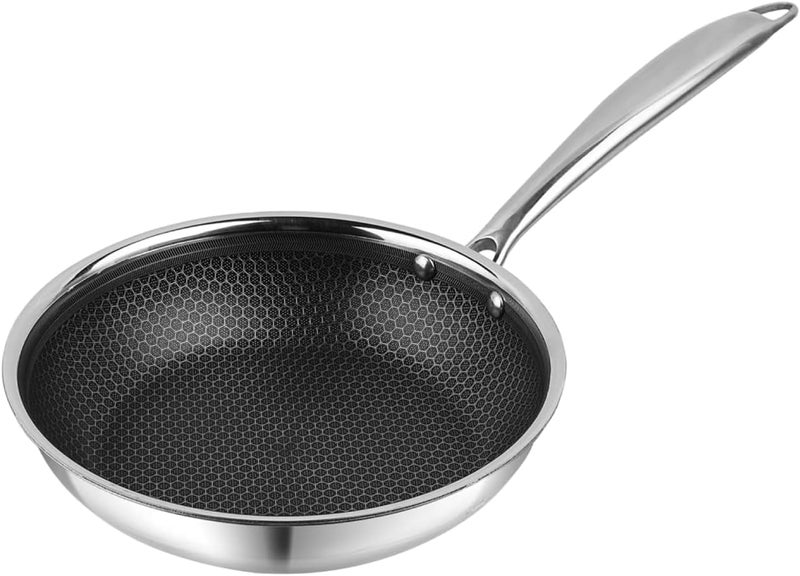 Tabakh VINOD PLATINUM PRO HONEYCOMB FRYPAN – 20 CM, TRIPLY STAINLESS STEEL, NON-STICK HONEYCOMB SURFACE, INDUCTION COMPATIBLE, DURABLE & EASY TO CLEAN, TP/NTNSFP-20 - Image 1