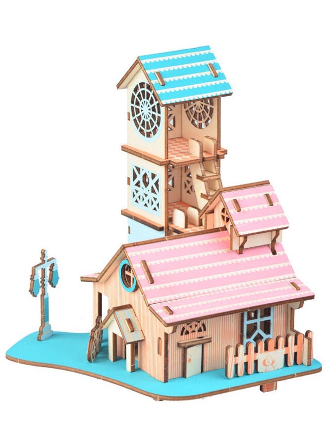 نيبمينينت DIY 3D Wooden Riverside Villa Puzzle 16.3x15.9x17.1cm - Image 1