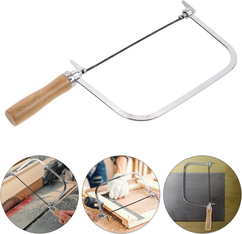 Woodworking Coping Saw with Wooden Handle, 7-Inch Mini Scroll Hand Saw for Precision Craft Cutting, Portable U-Shaped Frame Hand Tool for Woodworking Projects - Image 2