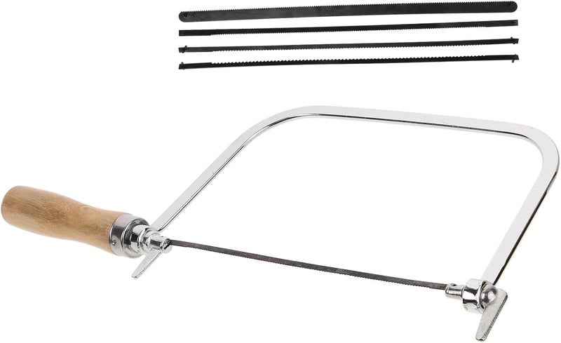 Woodworking Coping Saw with Wooden Handle, 7-Inch Mini Scroll Hand Saw for Precision Craft Cutting, Portable U-Shaped Frame Hand Tool for Woodworking Projects - Image 1