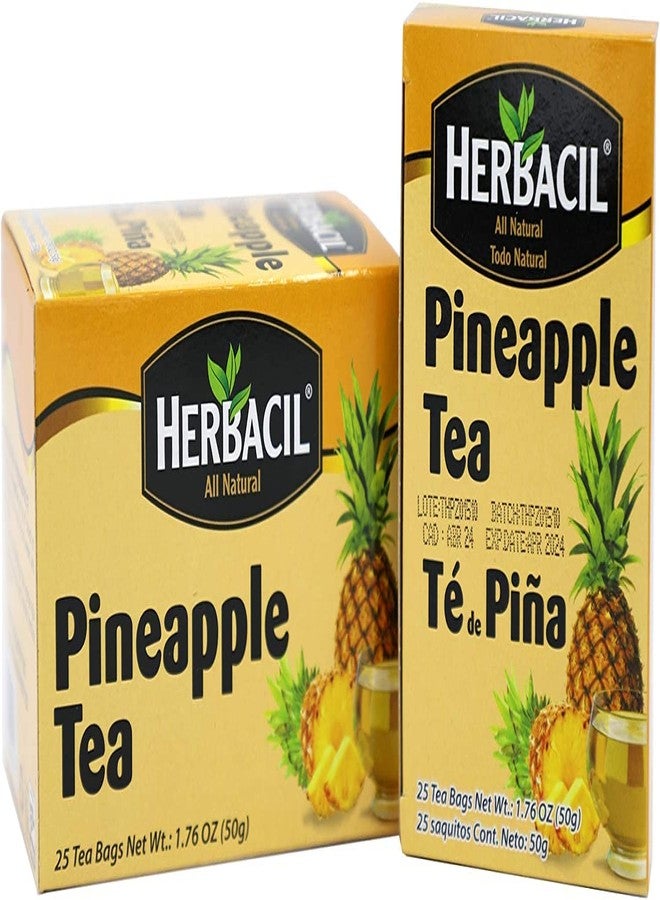 Herbacil Pineapple Tea, Herbal Tea with Dehydrated Pineapple Fruit, Caffeine - Free, 2-Pack of 25 bags per box (50 Tea Bags) - Image 1