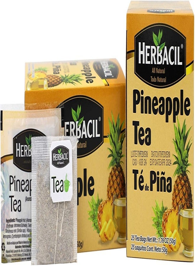 Herbacil Pineapple Tea, Herbal Tea with Dehydrated Pineapple Fruit, Caffeine - Free, 2-Pack of 25 bags per box (50 Tea Bags) - Image 2