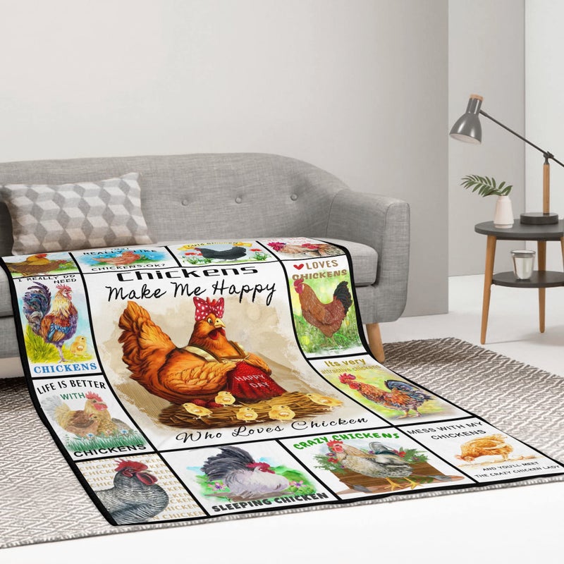 MIBOI Cute Chicken Blanket  Soft Fuzzy Flannel Plush Chicken Gifts Throw Blanket for Couch Sofa Bed Chicken Decor  Funny Colorful Rooster Blankets for Baby Kids All Season 60""x50"" - Image 4