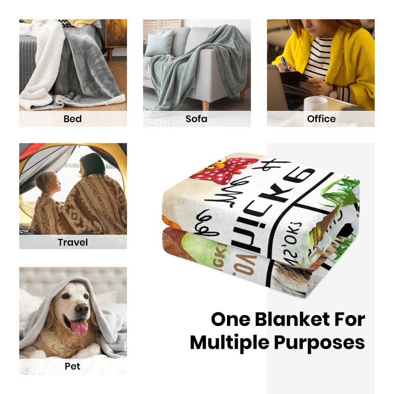 MIBOI Cute Chicken Blanket  Soft Fuzzy Flannel Plush Chicken Gifts Throw Blanket for Couch Sofa Bed Chicken Decor  Funny Colorful Rooster Blankets for Baby Kids All Season 60""x50"" - Image 5