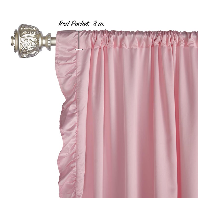 StangH Blush Pink Curtains 84 inch Length,Scalloped Curtains Feminine Decor Nursery Curtain French Country Ruffle Window Drapes for Girls Room/Dressing Room, Rod Pocket, W52 x L84, 2 Panels - Image 3