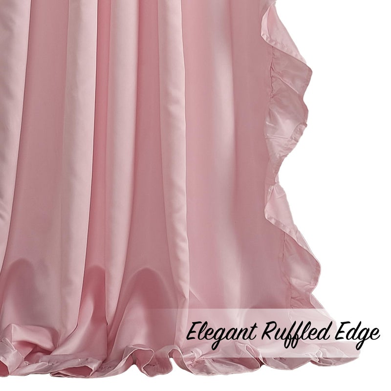 StangH Blush Pink Curtains 84 inch Length,Scalloped Curtains Feminine Decor Nursery Curtain French Country Ruffle Window Drapes for Girls Room/Dressing Room, Rod Pocket, W52 x L84, 2 Panels - Image 4