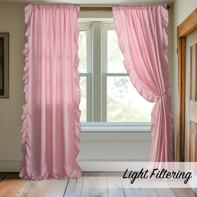 StangH Blush Pink Curtains 84 inch Length,Scalloped Curtains Feminine Decor Nursery Curtain French Country Ruffle Window Drapes for Girls Room/Dressing Room, Rod Pocket, W52 x L84, 2 Panels - Image 2
