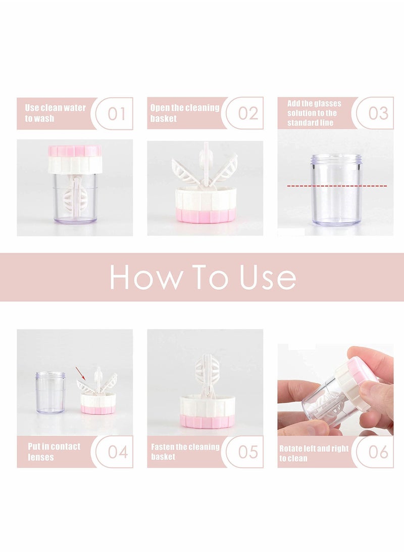 SYOSI - 2 Pack Contact Lens Case, Leak-Proof Contact Case Travel with Cleaner Washer Holder Tweezers, Remover Tool Solution Bottle for Outdoor Daily Use (Rose Gold) - Image 1