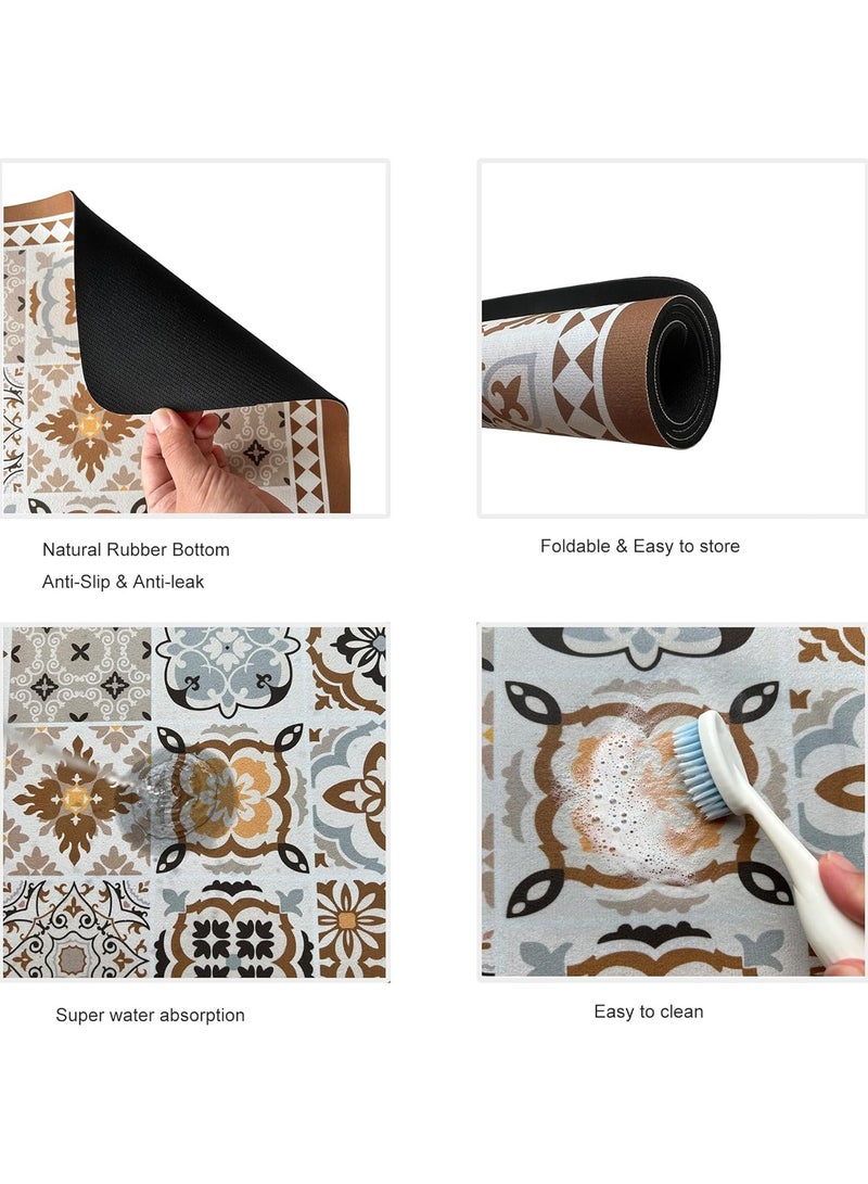 Dish Drying Mats for Kitchen Counter, Large Rubber Dish Mat 23.6×15.7 Inch, Water Absorbent Spill Pad for Coffee Maker, Bar Mat, Pot Mat, Countertop Protector, Non-Slip Waterproof Kitchen Drying Pad for Table Sink Area - Image 3