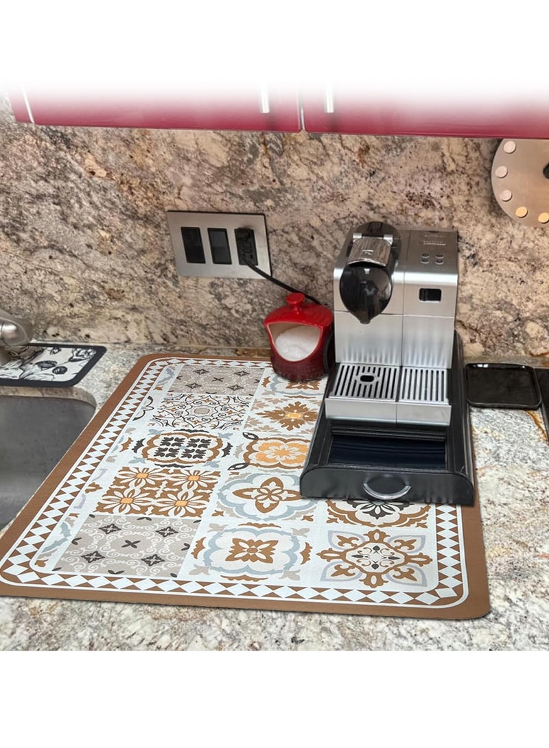 Dish Drying Mats for Kitchen Counter, Large Rubber Dish Mat 23.6×15.7 Inch, Water Absorbent Spill Pad for Coffee Maker, Bar Mat, Pot Mat, Countertop Protector, Non-Slip Waterproof Kitchen Drying Pad for Table Sink Area - Image 5