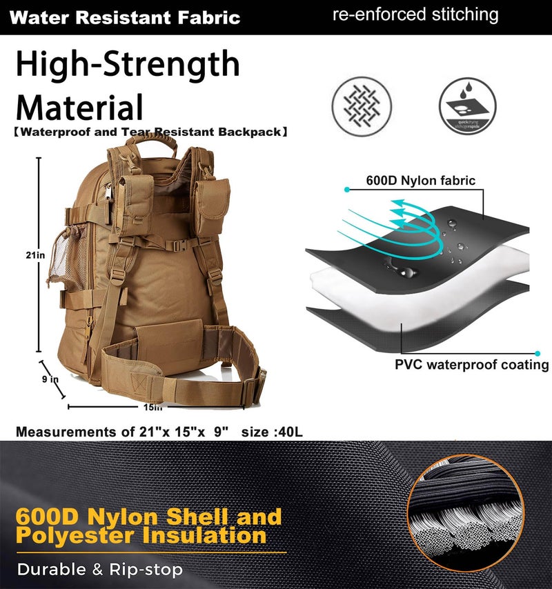 Miramrax Tactical Backpack Military Army Daypack - Assault Pack for Men Molle Backpacks Bug Out Bag 3 Day Pack for Hiking Camping Travel Hunting Rucksack Trekking Coyote - Image 4