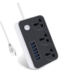 ELTRAZONE Power Strip with USB Ports，Universal Flat Plug，Power Socket with 6 Quick USB Port (5V 3.4A 17W) & 3 Outlets，6.5ft Heavy Duty Extension Cord  - Image 1