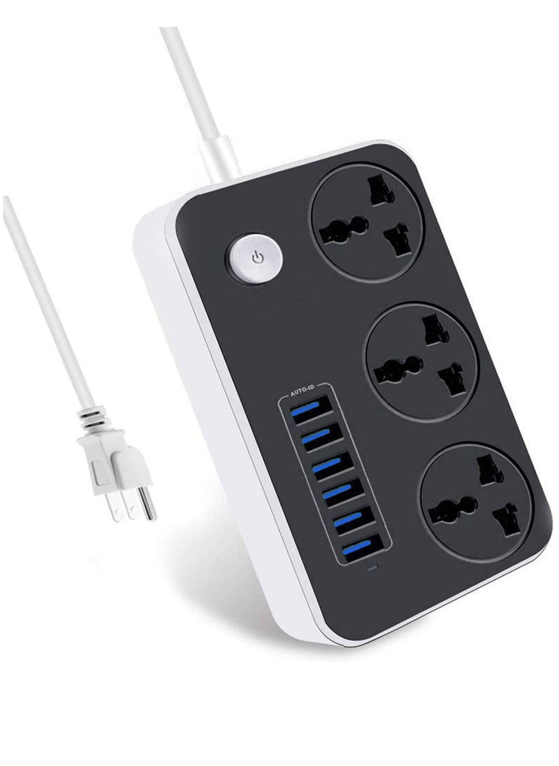 ELTRAZONE Power Strip with USB Ports，Universal Flat Plug，Power Socket with 6 Quick USB Port (5V 3.4A 17W) & 3 Outlets，6.5ft Heavy Duty Extension Cord  - Image 1