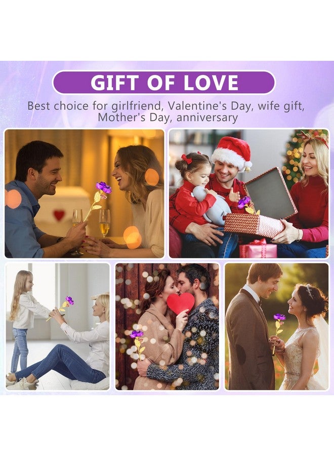 ALLOMN 24K Golden Rose, Artificial Rose Flower Gifts For Her With Luxury Gift Box Great Gift Idea For Valentine'S Day, Mother'S Day, Birthday, Anniversary (Purple) - Image 5