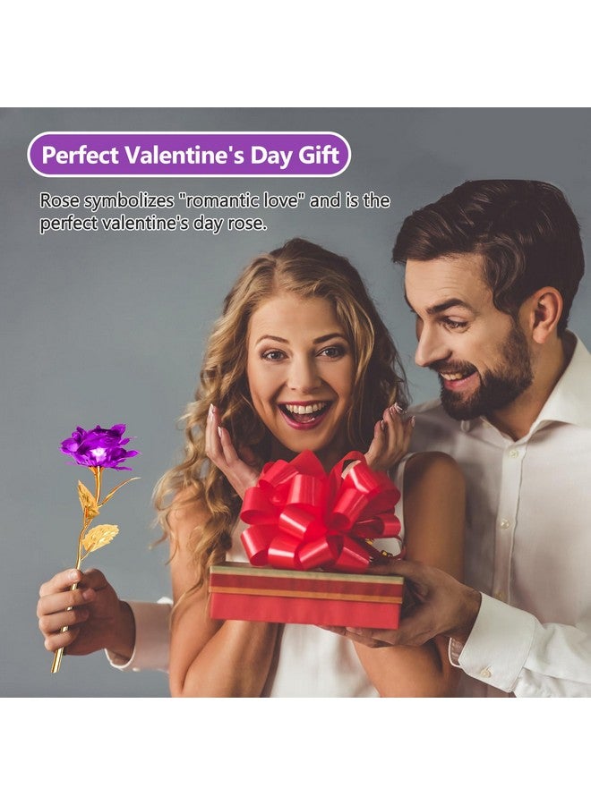 ALLOMN 24K Golden Rose, Artificial Rose Flower Gifts For Her With Luxury Gift Box Great Gift Idea For Valentine'S Day, Mother'S Day, Birthday, Anniversary (Purple) - Image 3