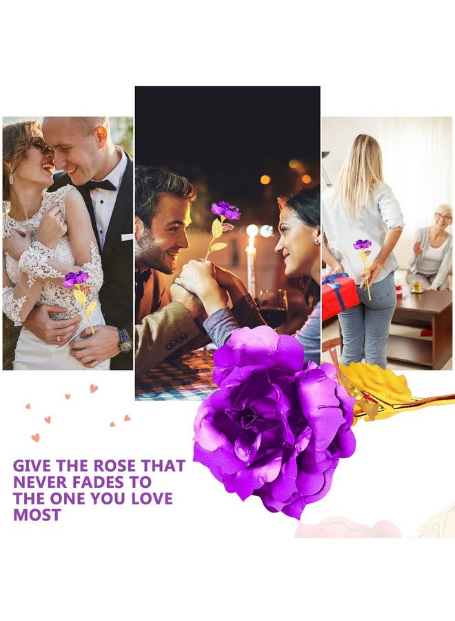 ALLOMN 24K Golden Rose, Artificial Rose Flower Gifts For Her With Luxury Gift Box Great Gift Idea For Valentine'S Day, Mother'S Day, Birthday, Anniversary (Purple) - Image 2