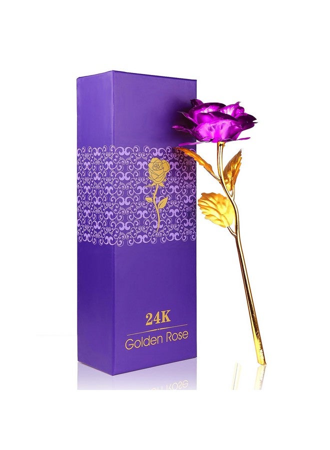 ALLOMN 24K Golden Rose, Artificial Rose Flower Gifts For Her With Luxury Gift Box Great Gift Idea For Valentine'S Day, Mother'S Day, Birthday, Anniversary (Purple) - Image 1