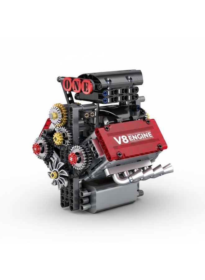 V8 Engine Assembly Kit Functional Engine Model Set, Complete DIY Engine Building Kit, for Car Enthusiasts Educational Toy for Kids and Adults, Model Engine Assembly Experience - Image 1