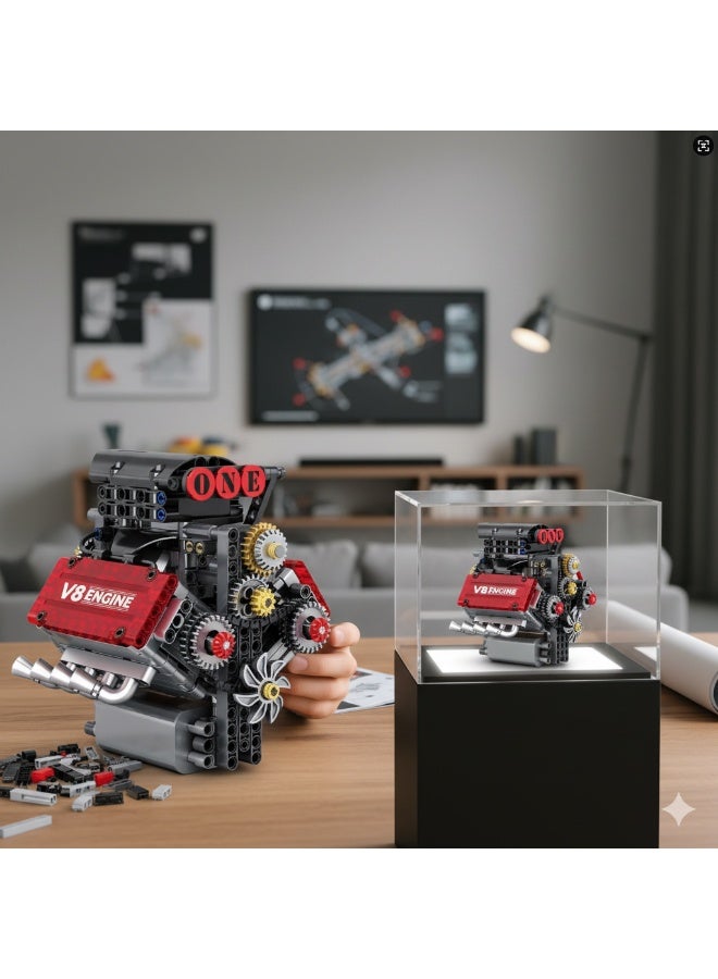 V8 Engine Assembly Kit Functional Engine Model Set, Complete DIY Engine Building Kit, for Car Enthusiasts Educational Toy for Kids and Adults, Model Engine Assembly Experience - Image 5