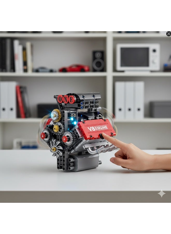 V8 Engine Assembly Kit Functional Engine Model Set, Complete DIY Engine Building Kit, for Car Enthusiasts Educational Toy for Kids and Adults, Model Engine Assembly Experience - Image 3