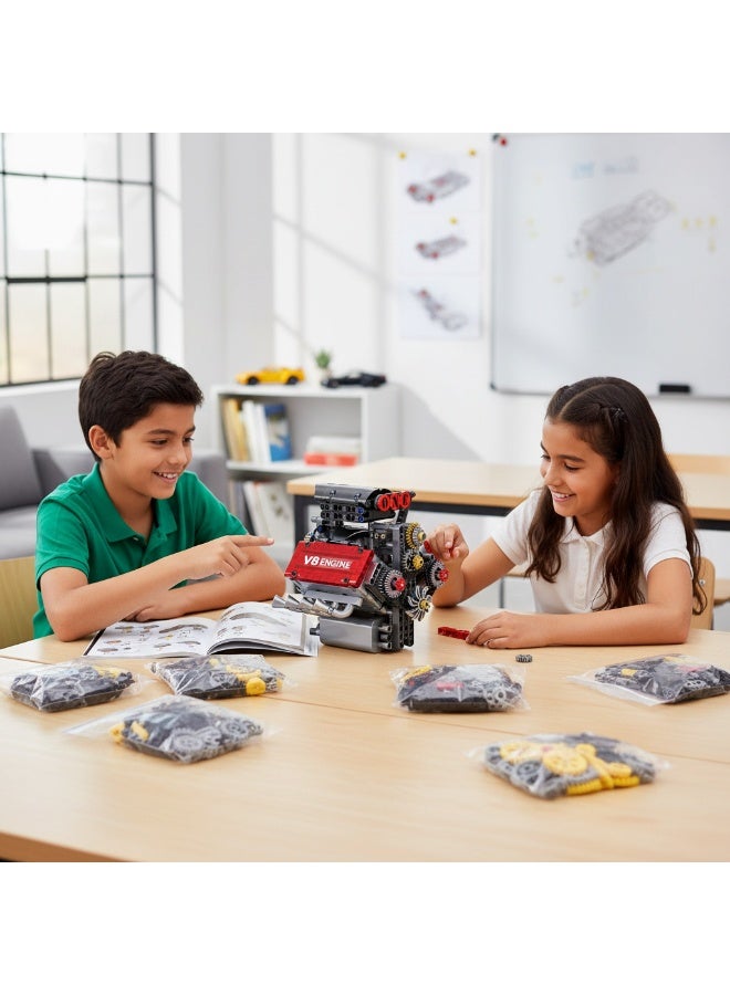 V8 Engine Assembly Kit Functional Engine Model Set, Complete DIY Engine Building Kit, for Car Enthusiasts Educational Toy for Kids and Adults, Model Engine Assembly Experience - Image 4