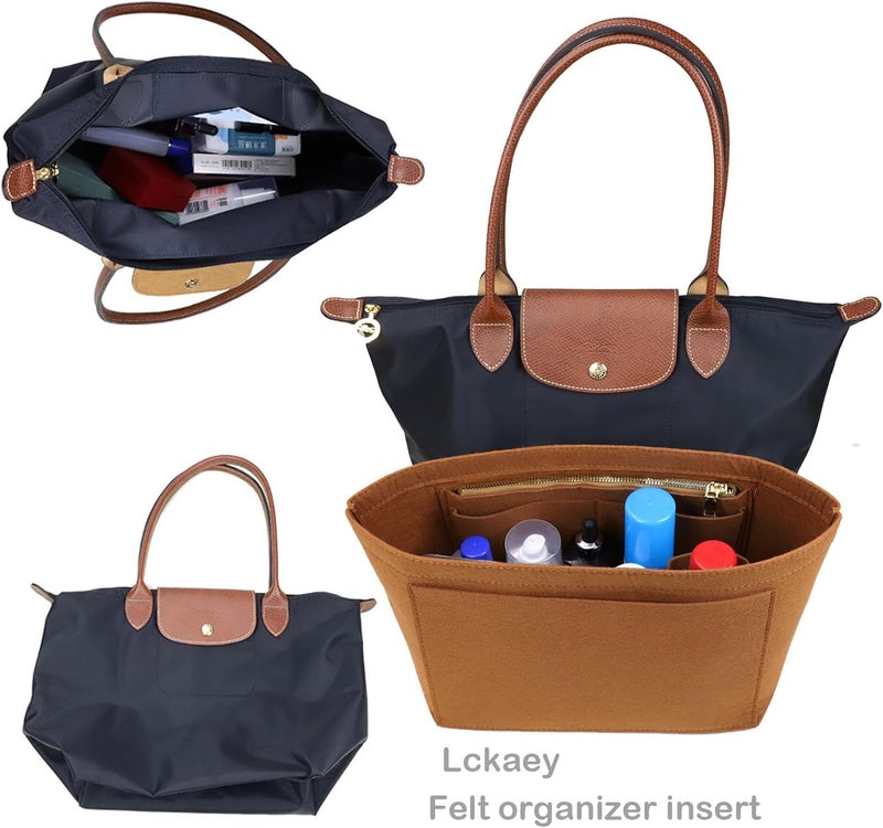 Lckaey bag Organizer Insert for Longchamp Pliage Neo Handbags Insert Organizer 1012camel-M - Image 5