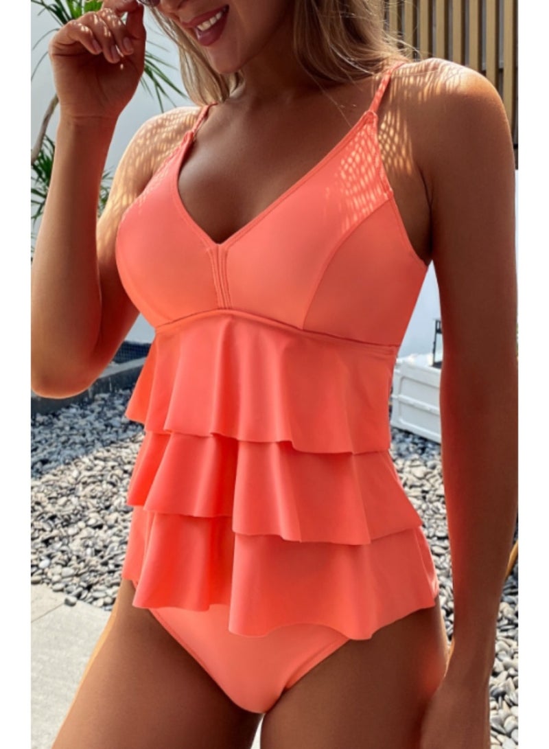 Loquat Women's Vacation Casual Strap Cover, Sunscreen, Swimming 2-piece Set Watermelon Red - Image 1