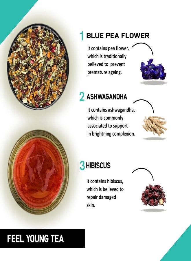 TEACURRY Anti Ageing Tea - 50 Gms Loose Tea | Anti Aging for Skin Tightening and Glowing Radiant Skin | Anti Oxidant Rich to Reduce Wrinkles | 100% Natural Anti Aging Green Tea - Image 3