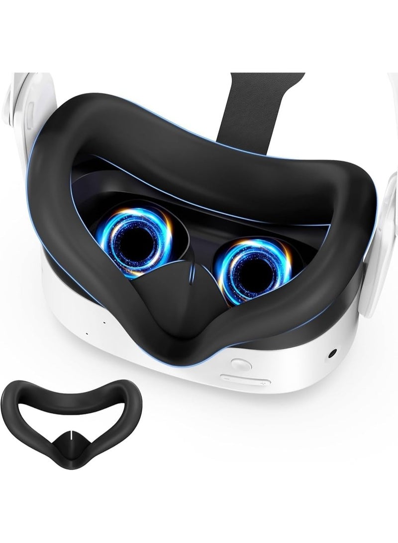 فكرة اكسسوارات واقع افتراضي 7 في 1 من فكرة متوافقة مع ميتا اوكولوس كويست 3s 2024: غطاء وجه سيليكون وغطاء عدسة حماية مع 5 أغطية عين للاستعمال مرة واحدة وقطعة قماش للتنظيف و2 زر للإبهام (لون أسود) - Image 4