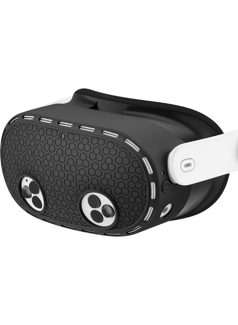 فكرة اكسسوارات واقع افتراضي 7 في 1 من فكرة متوافقة مع ميتا اوكولوس كويست 3s 2024: غطاء وجه سيليكون وغطاء عدسة حماية مع 5 أغطية عين للاستعمال مرة واحدة وقطعة قماش للتنظيف و2 زر للإبهام (لون أسود) - Image 2