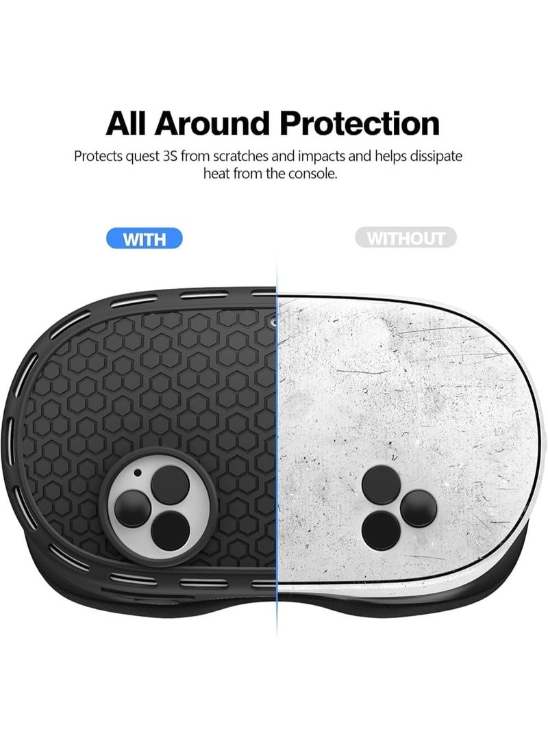 فكرة اكسسوارات واقع افتراضي 7 في 1 من فكرة متوافقة مع ميتا اوكولوس كويست 3s 2024: غطاء وجه سيليكون وغطاء عدسة حماية مع 5 أغطية عين للاستعمال مرة واحدة وقطعة قماش للتنظيف و2 زر للإبهام (لون أسود) - Image 3