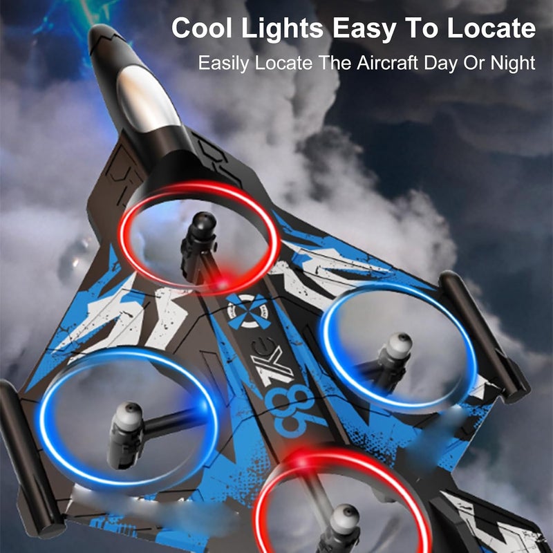 360 Flip LED Lights RC Airplane Remote Control Fixed Wing Aircraft 2.4G 3 Speed Modes Altitude Hold System for Beginners, Stable Hovering Easy Control (Blue) - Image 3