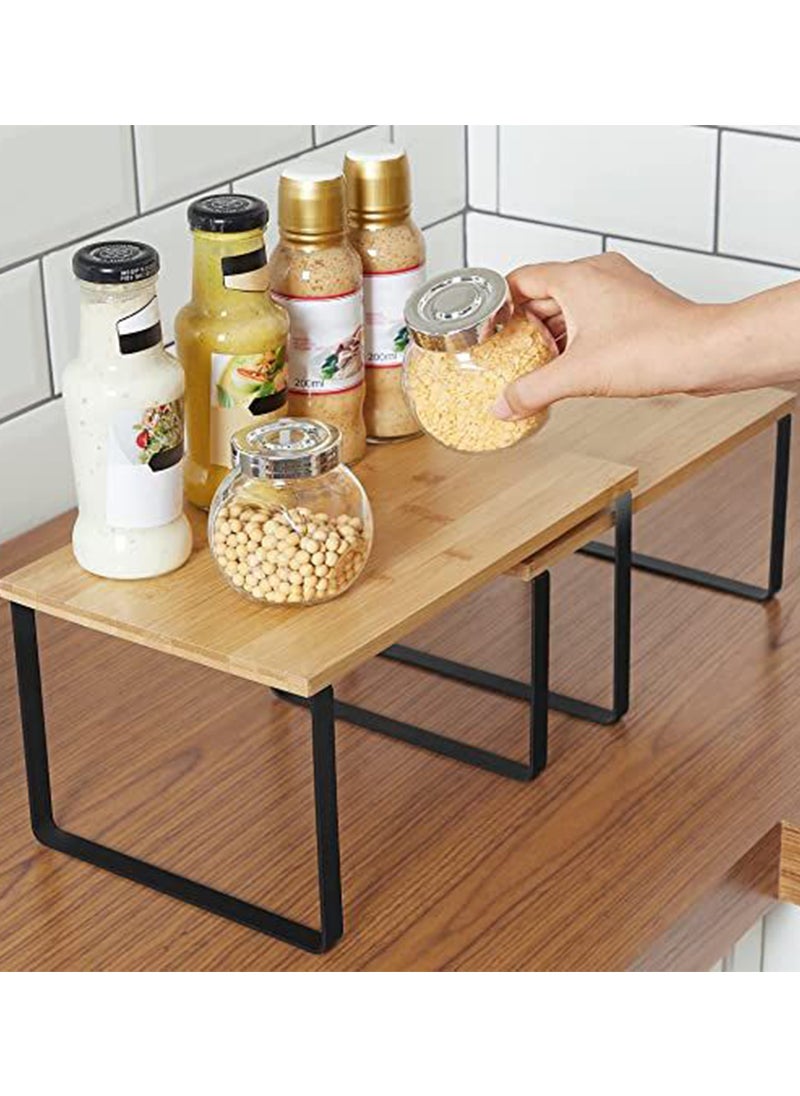 SONGMICS SONGMICS Kitchen Counter Shelves & Storage Rack Design with Metal and Engineered Wood with Stackable and Expandable Features - Black, Natural - (Set of 2)  - Image 3