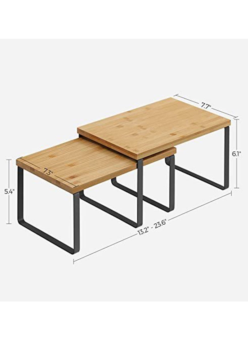 SONGMICS - SONGMICS Kitchen Counter Shelves & Storage Rack Design with Metal and Engineered Wood with Stackable and Expandable Features - Black, Natural - (Set of 2) - Image 1