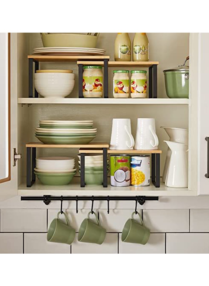 SONGMICS SONGMICS Kitchen Counter Shelves & Storage Rack Design with Metal and Engineered Wood with Stackable and Expandable Features - Black, Natural - (Set of 2)  - Image 2