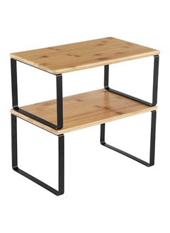 SONGMICS Kitchen Counter Shelves & Storage Rack Design with Metal and Engineered Wood with Stackable and Expandable Features - Black, Natural - (Set of 2)