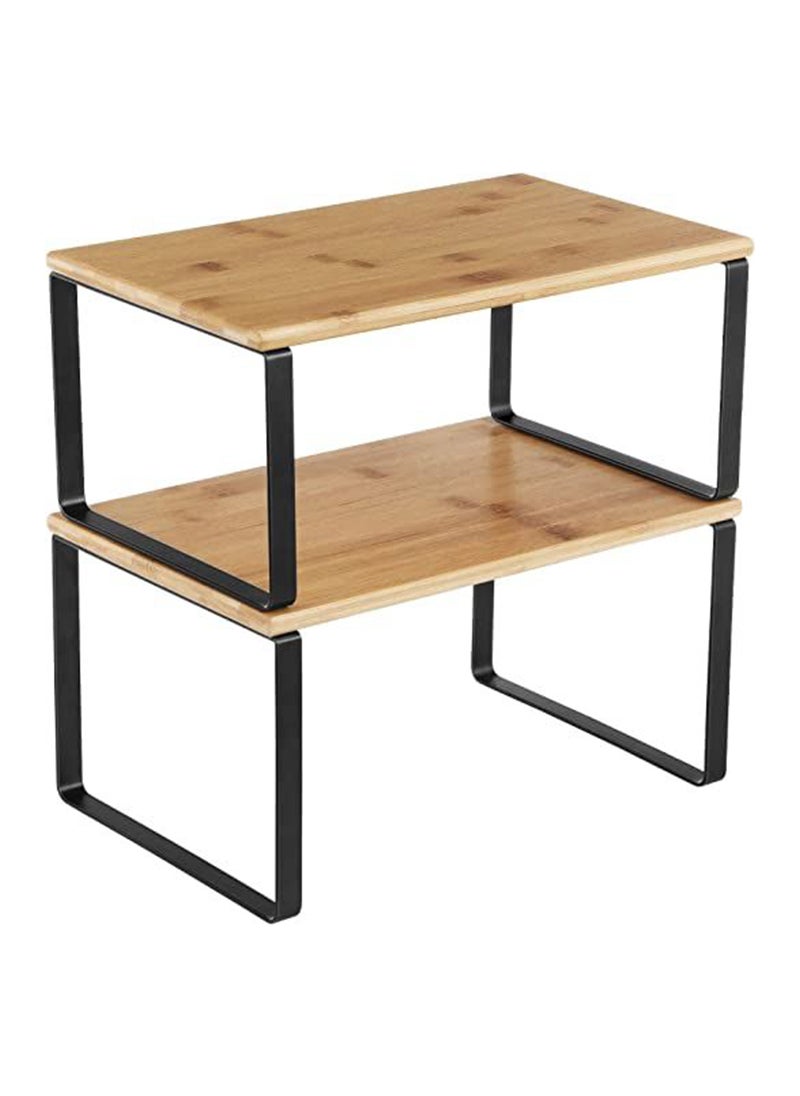 SONGMICS SONGMICS Kitchen Counter Shelves & Storage Rack Design with Metal and Engineered Wood with Stackable and Expandable Features - Black, Natural - (Set of 2)  - Image 1