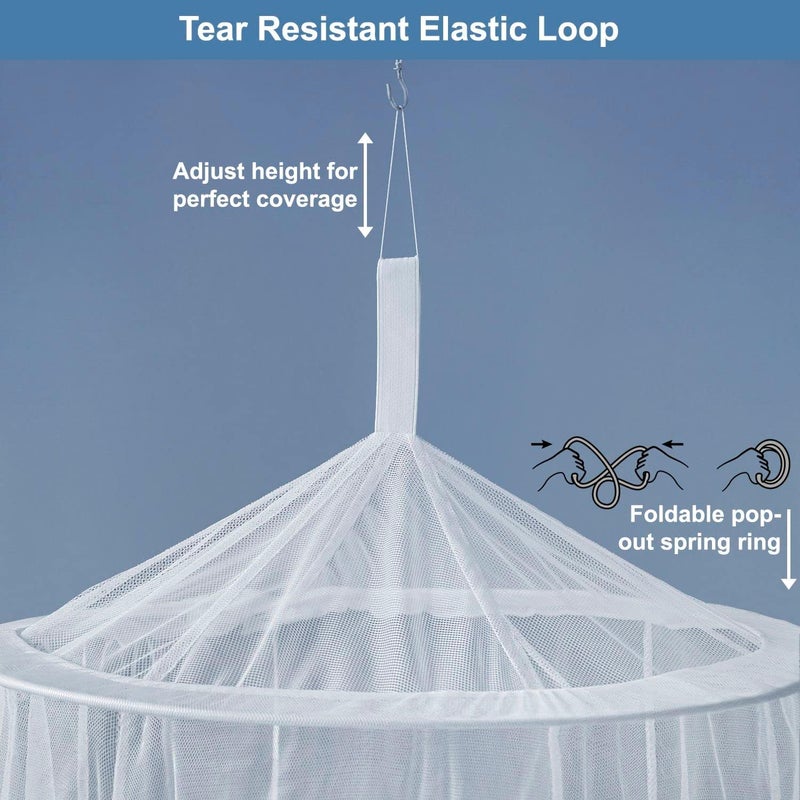 Universal Backpackers Mosquito Net for Single to King-Sized Beds – Fully-Enclosed Bed Canopy for Travel or Decoration – Free Bag, Hanging Kit & Adhesive Ceiling Hooks for Easy Setup - Image 3